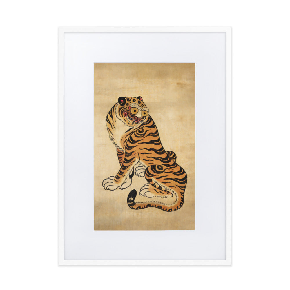 freundlicher Tiger - Poster im Rahmen mit Passepartout Weiß / 50×70 cm artlia
