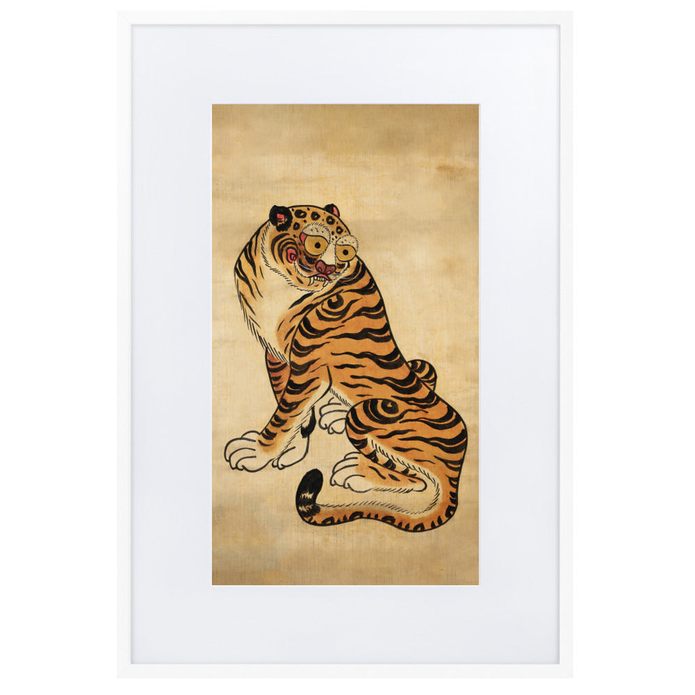 freundlicher Tiger - Poster im Rahmen mit Passepartout Weiß / 61×91 cm artlia