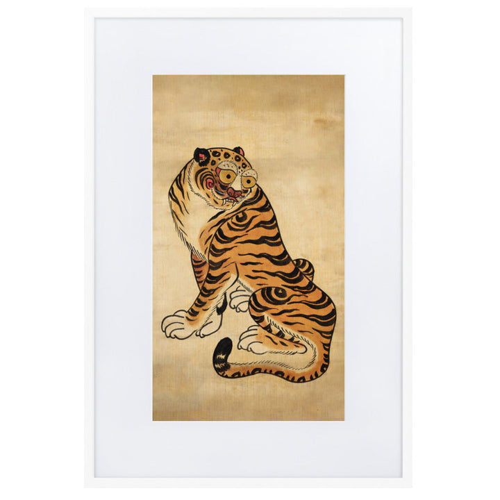freundlicher Tiger - Poster im Rahmen mit Passepartout Weiß / 61×91 cm artlia