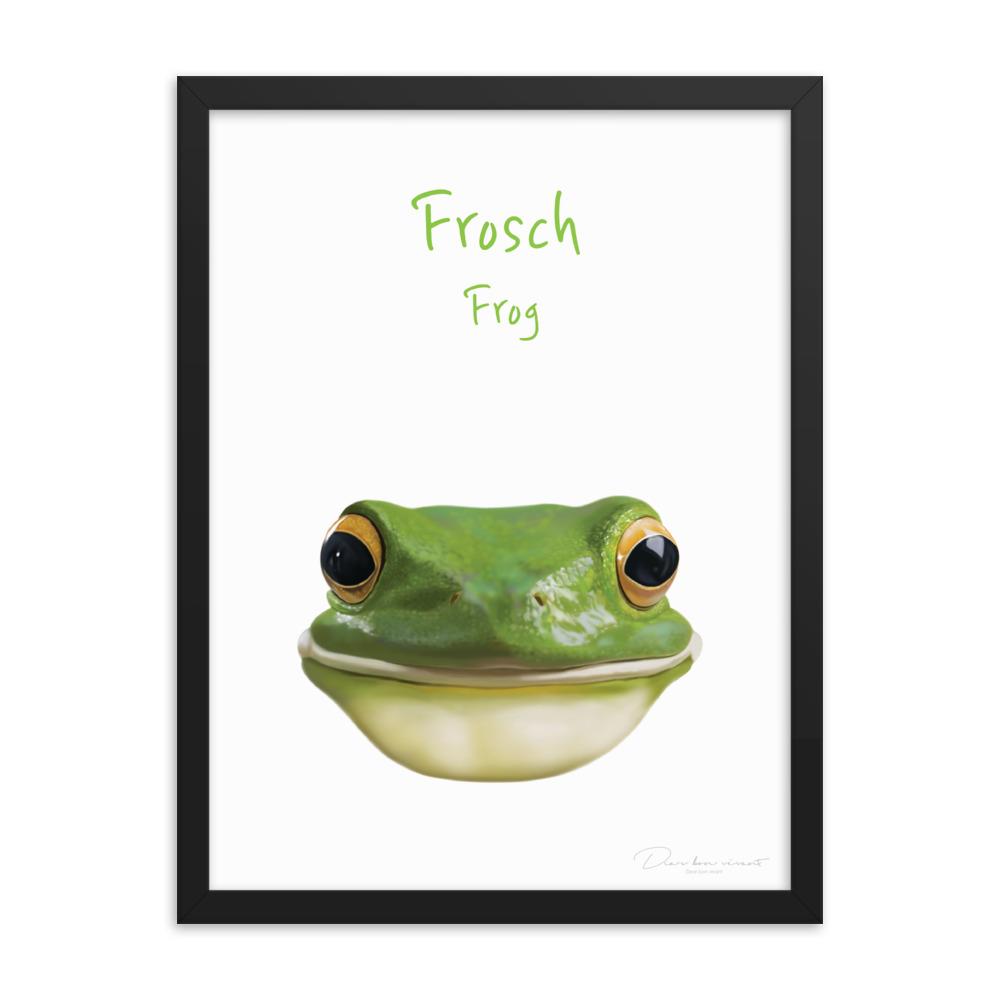 Frosch - Poster im Rahmen für Kinder schwarz / 30x41 cm artlia