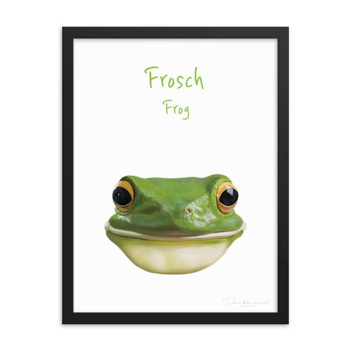 Frosch - Poster im Rahmen für Kinder schwarz / 30x41 cm artlia