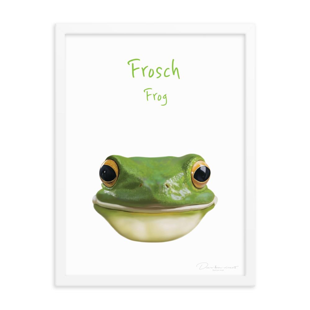 Frosch - Poster im Rahmen für Kinder weiß / 30x41 cm artlia