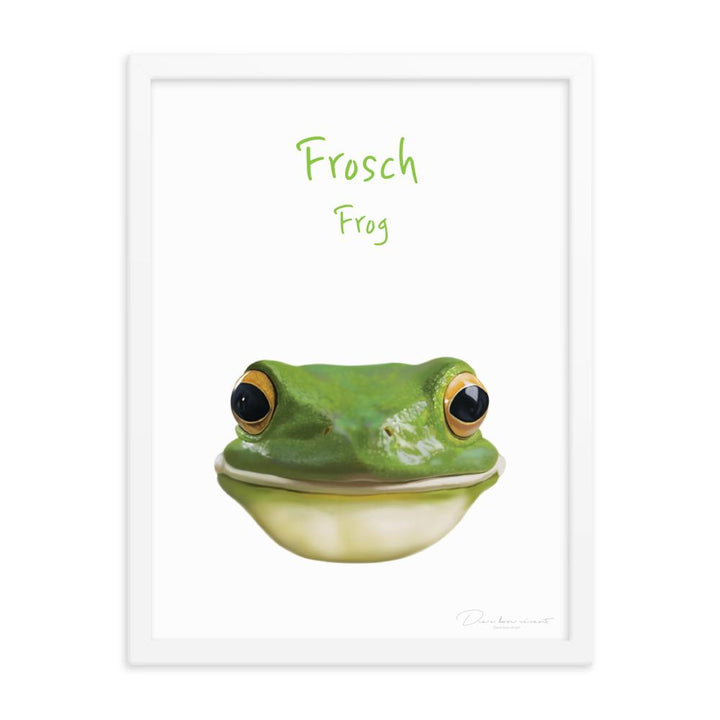 Frosch - Poster im Rahmen für Kinder weiß / 30x41 cm artlia