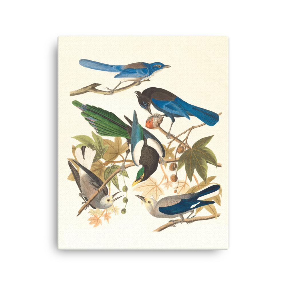fünf Vögel auf den Ästen - Leinwand 41x51 cm artlia