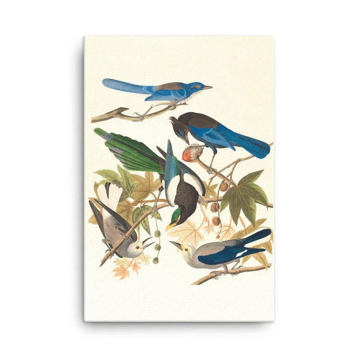 fünf Vögel auf den Ästen - Leinwand 61x91 cm artlia