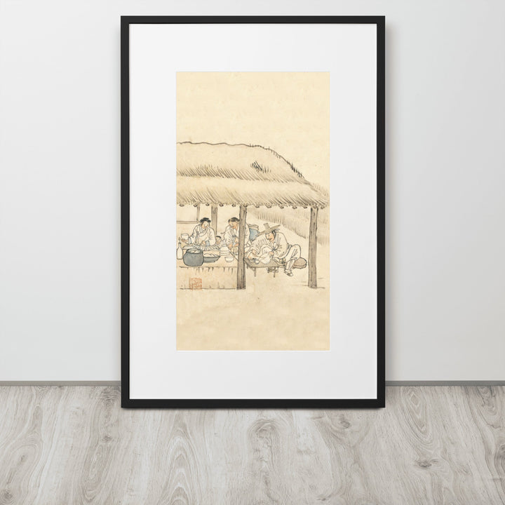 Gasthaus, Kim Hong-do - Poster im Rahmen mit Passepartout artlia