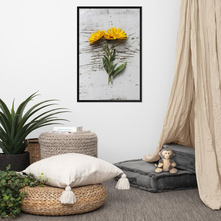 gelbe Blumen Yellow Flowers 6 - Poster im Rahmen artlia