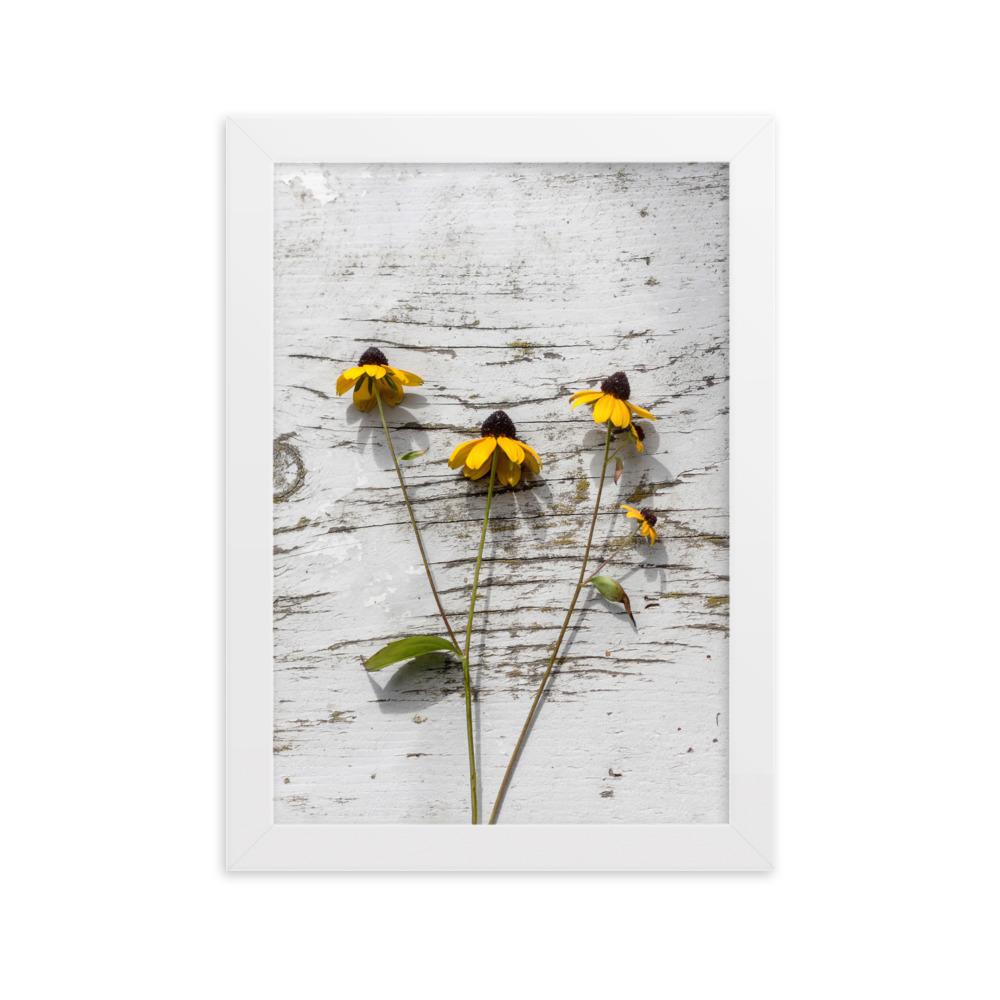 gelbe Blumen 7 - Poster im Rahmen Weiß / 21×30 cm artlia