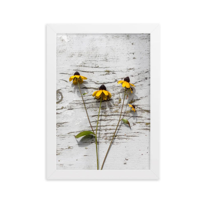gelbe Blumen 7 - Poster im Rahmen Weiß / 21×30 cm artlia