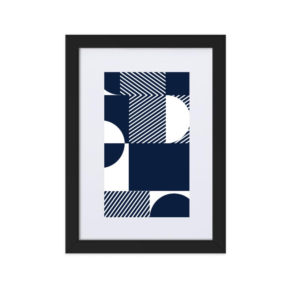 Geometric 48 - Poster im Rahmen mit Passepartout Schwarz / 21×30 cm artlia
