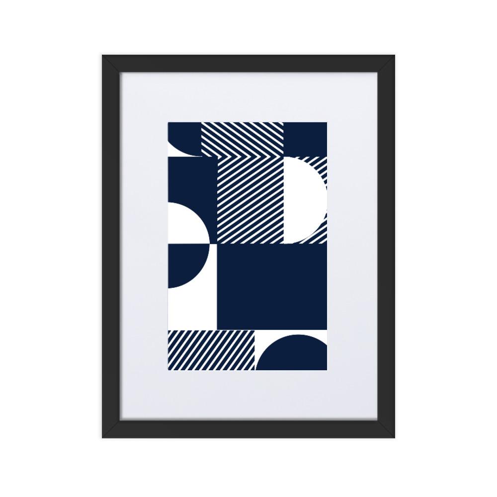 Geometric 48 - Poster im Rahmen mit Passepartout Schwarz / 30×40 cm artlia