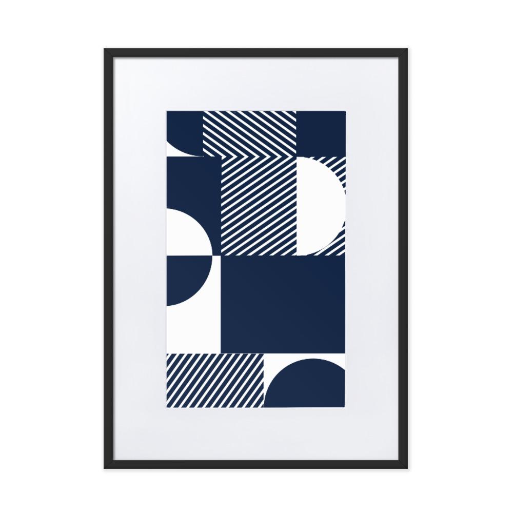 Geometric 48 - Poster im Rahmen mit Passepartout Schwarz / 50×70 cm artlia