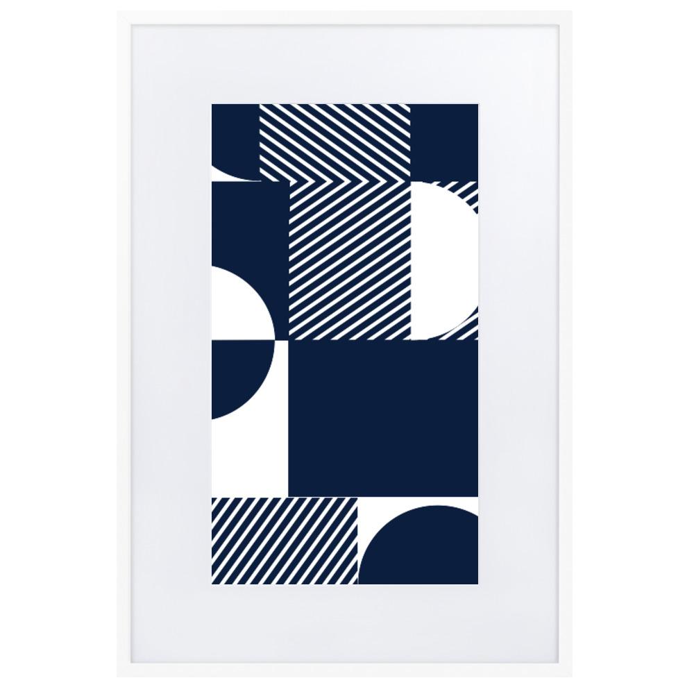 Geometric 48 - Poster im Rahmen mit Passepartout Weiß / 61×91 cm artlia