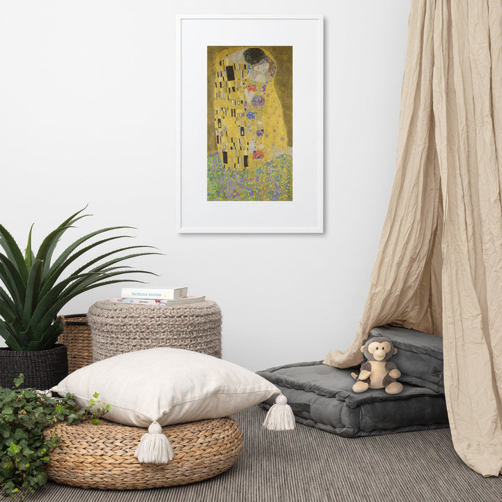 Gustav Klimt, Der Kuss - Poster im Rahmen mit Passepartout artlia