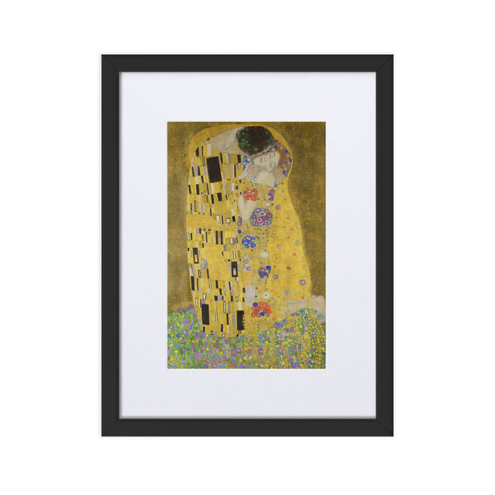 Gustav Klimt, Der Kuss - Poster im Rahmen mit Passepartout Schwarz / 30×40 cm artlia