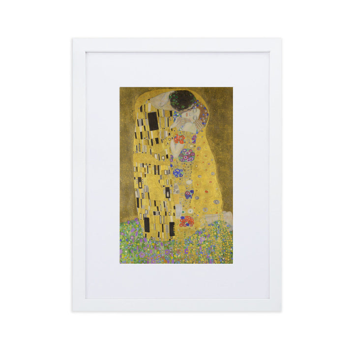 Gustav Klimt, Der Kuss - Poster im Rahmen mit Passepartout Weiß / 30×40 cm artlia