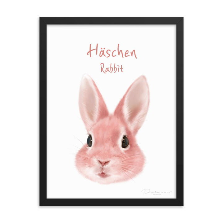 Häschen - Poster im Rahmen für Kinder schwarz / 30x41 cm artlia
