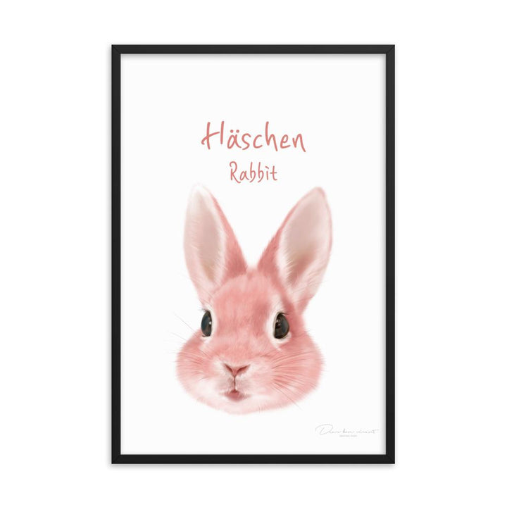 Häschen - Poster im Rahmen für Kinder schwarz / 61x91 cm artlia