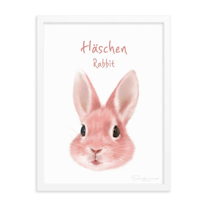 Häschen - Poster im Rahmen für Kinder weiß / 30x41 cm artlia