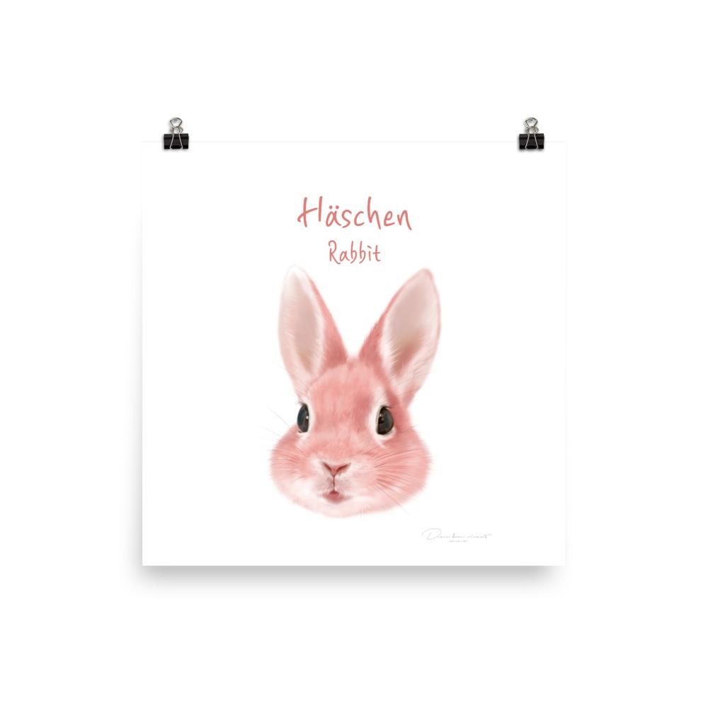 Häschen - Tier Poster für Kinder 25x25 cm artlia
