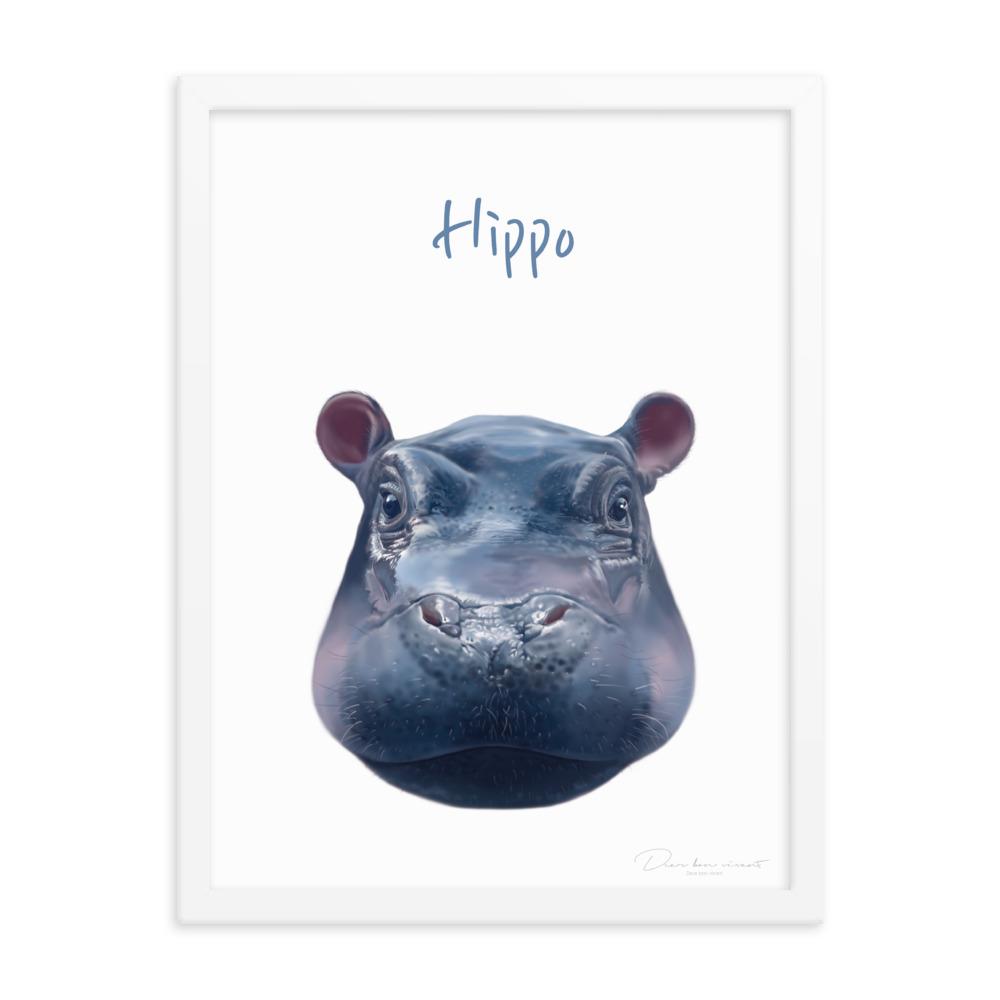 Hippo - Poster im Rahmen für Kinder weiß / 30x41 cm artlia
