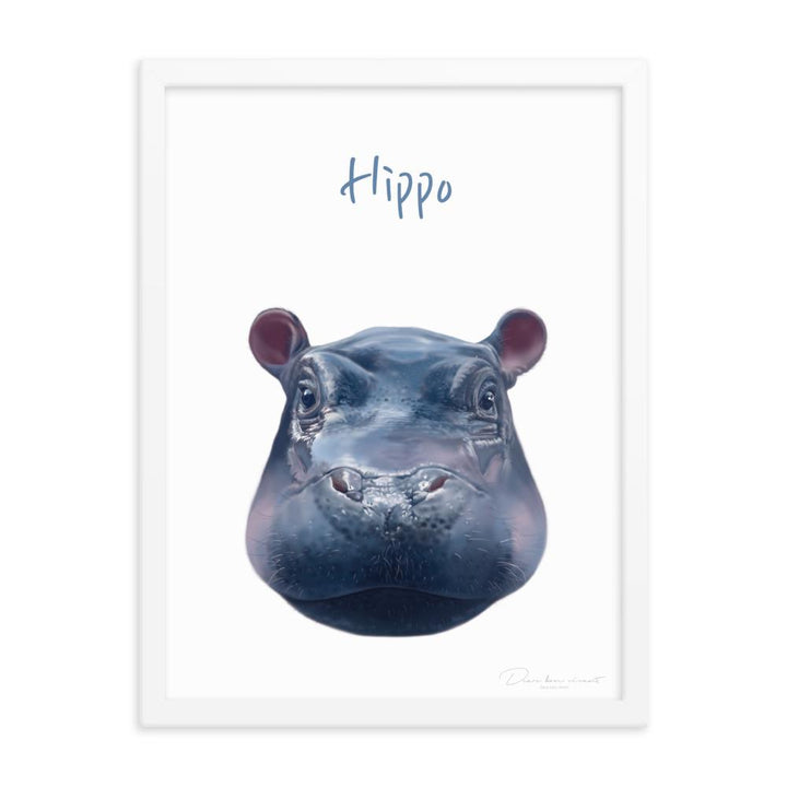 Hippo - Poster im Rahmen für Kinder weiß / 30x41 cm artlia