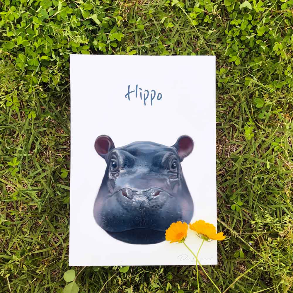 Hippo - Tier Poster für Kinder artlia