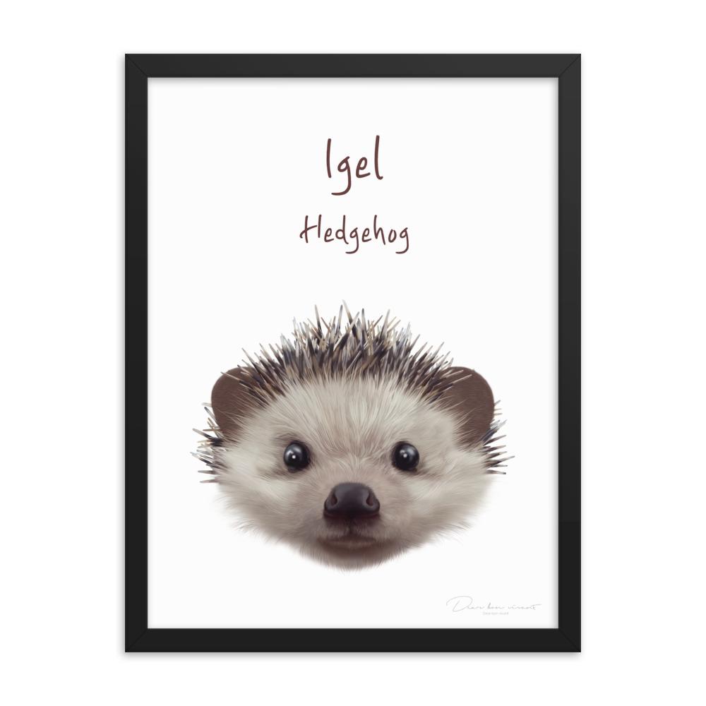 Igel - Poster im Rahmen für Kinder schwarz / 30x41 cm artlia