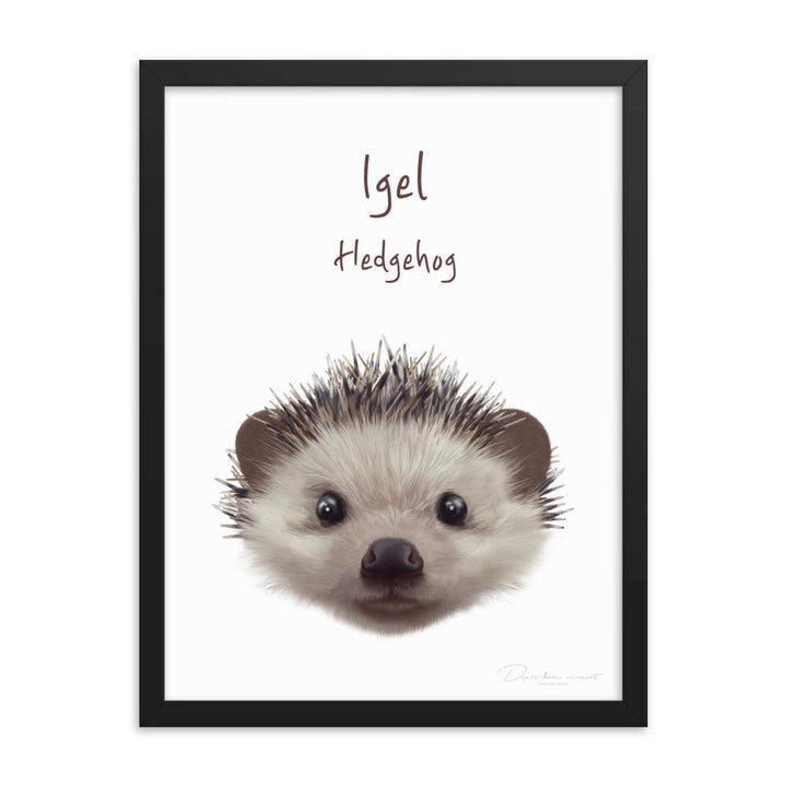 Igel - Poster im Rahmen für Kinder schwarz / 30x41 cm artlia