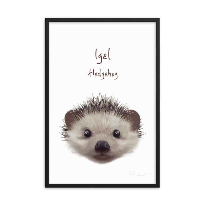 Igel - Poster im Rahmen für Kinder schwarz / 61x91 cm artlia