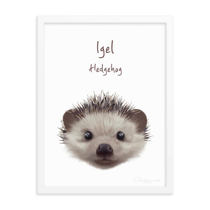 Igel - Poster im Rahmen für Kinder weiß / 30x41 cm artlia