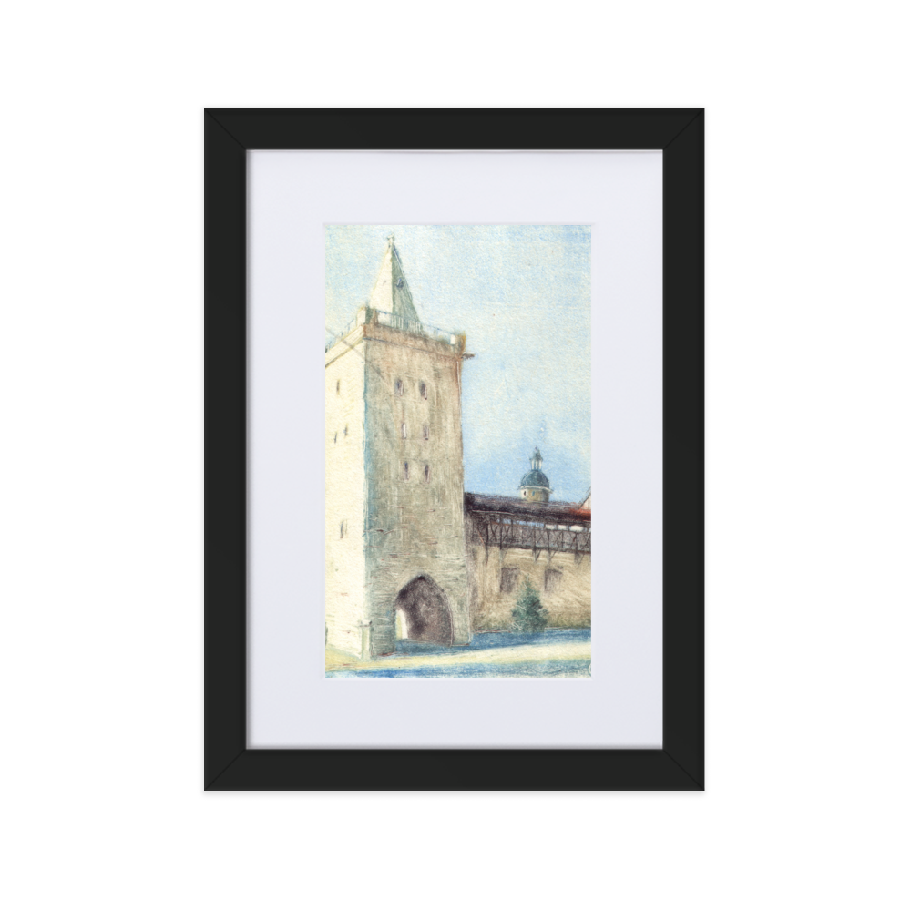 Jena Johannistor - Poster im Rahmen mit Passepartout schwarz / 21×30 cm artlia
