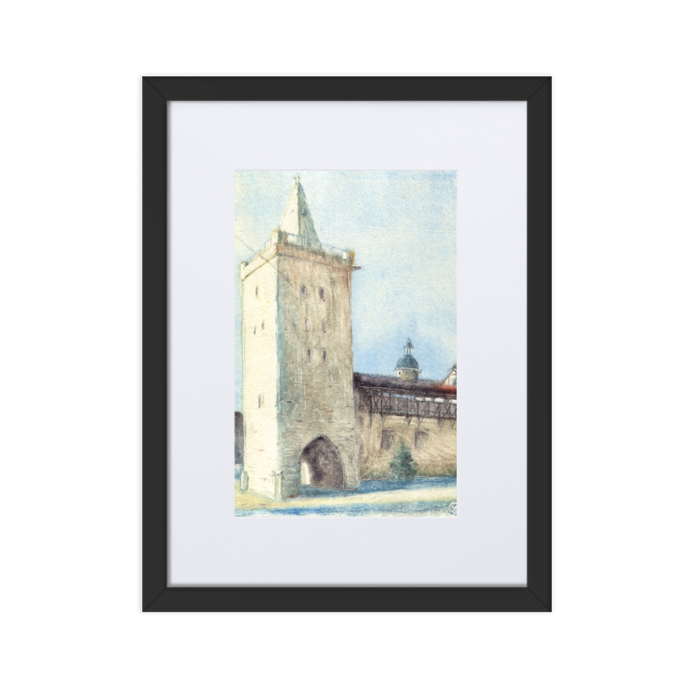 Jena Johannistor - Poster im Rahmen mit Passepartout schwarz / 30×40 cm artlia
