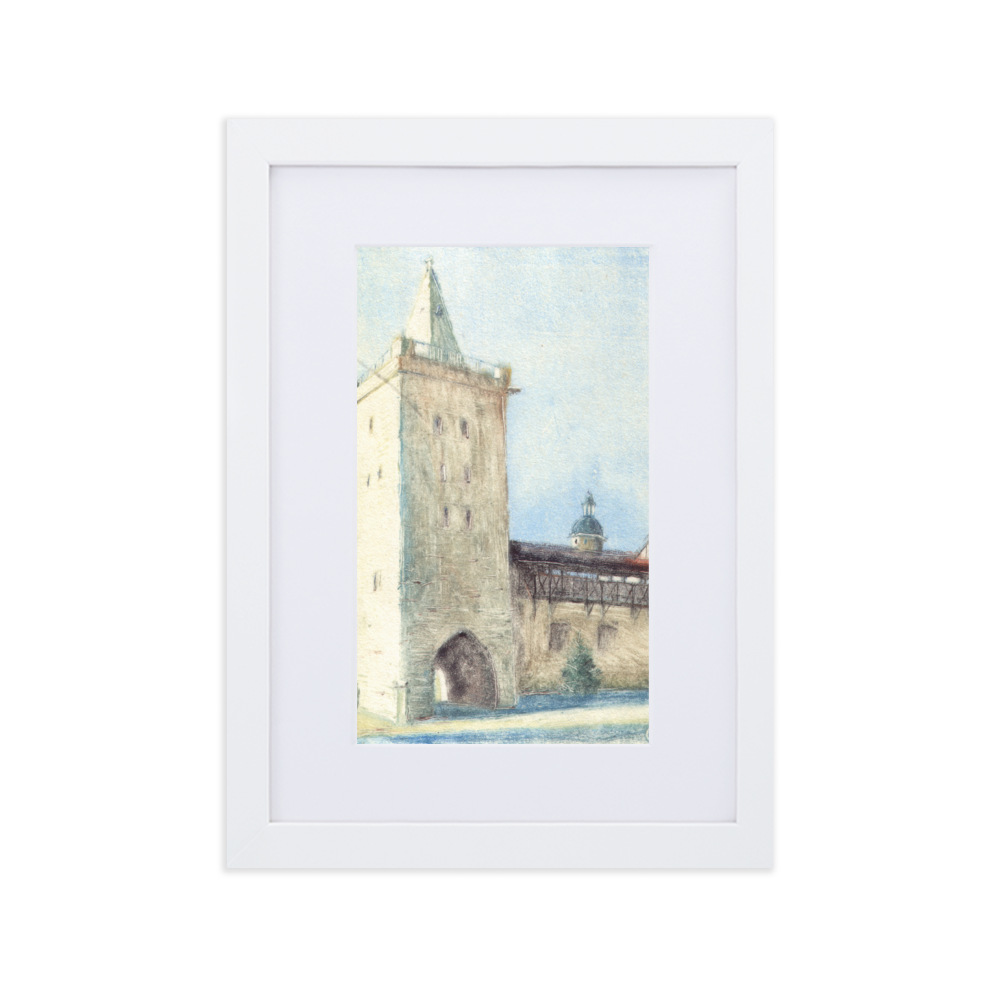 Jena Johannistor - Poster im Rahmen mit Passepartout weiß / 21×30 cm artlia