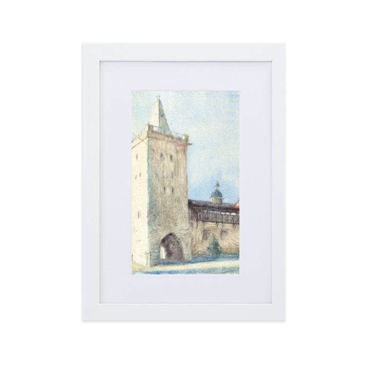 Jena Johannistor - Poster im Rahmen mit Passepartout weiß / 21×30 cm artlia