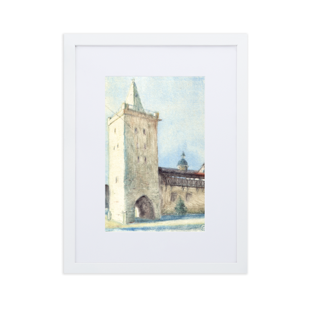 Jena Johannistor - Poster im Rahmen mit Passepartout weiß / 30×40 cm artlia