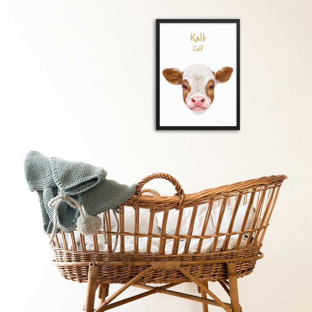 Kalb - Poster im Rahmen für Kinder artlia