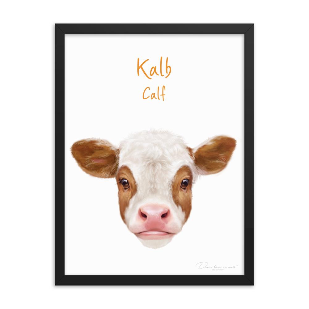 Kalb - Poster im Rahmen für Kinder schwarz / 30x41 cm artlia