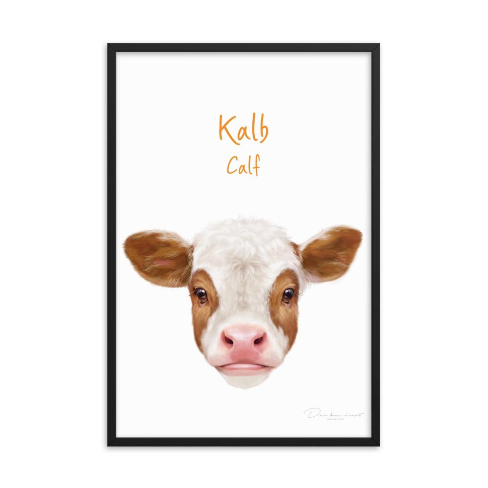Kalb - Poster im Rahmen für Kinder schwarz / 61x91 cm artlia