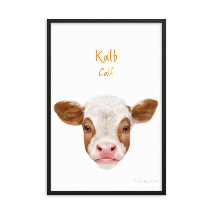 Kalb - Poster im Rahmen für Kinder schwarz / 61x91 cm artlia
