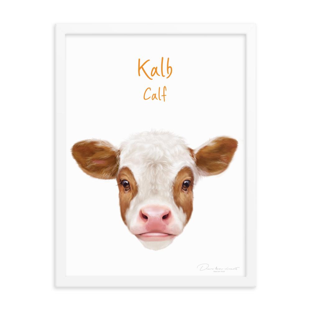Kalb - Poster im Rahmen für Kinder weiß / 30x41 cm artlia