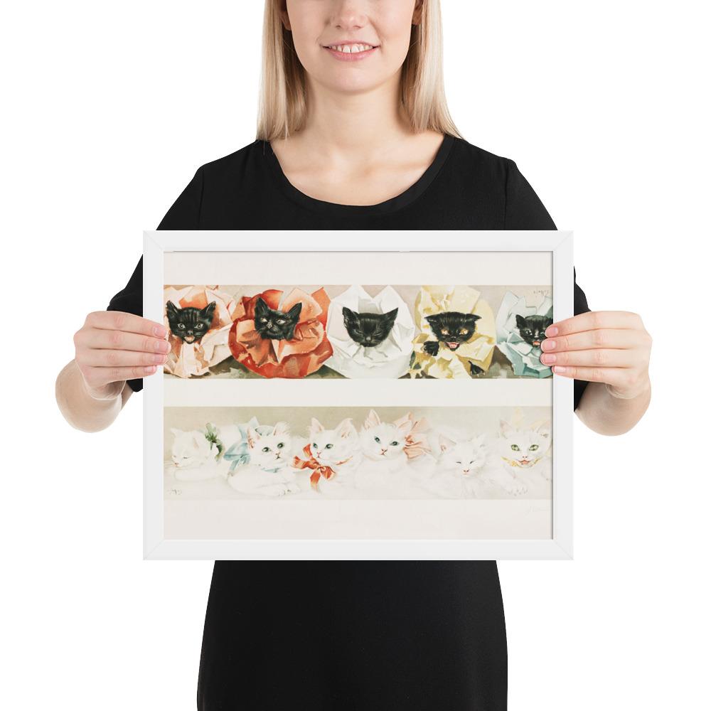 Katzen - Poster im Rahmen weiß / 30x41 cm artlia