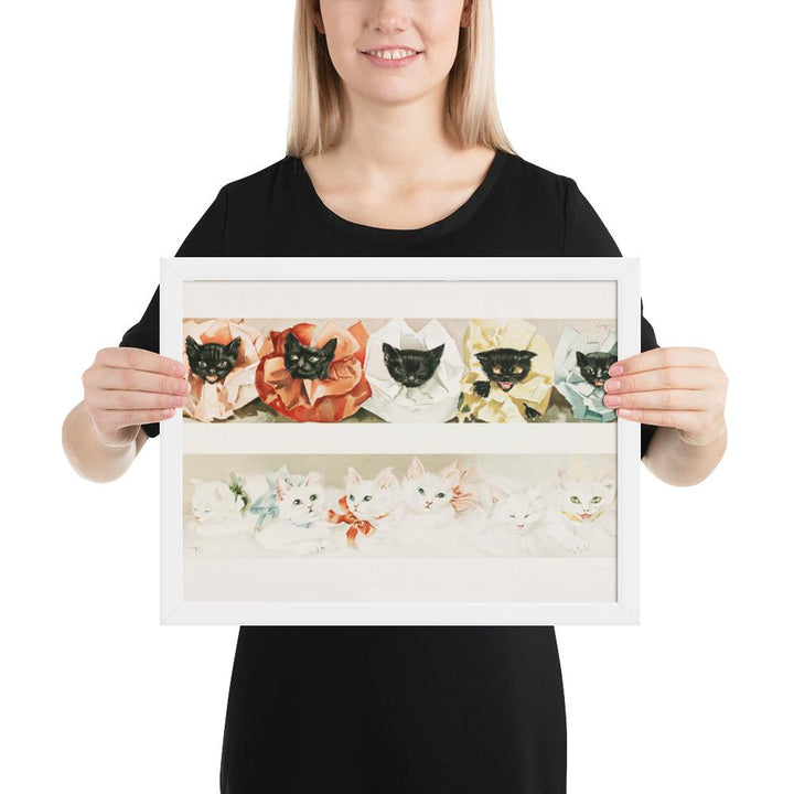 Katzen - Poster im Rahmen weiß / 30x41 cm artlia