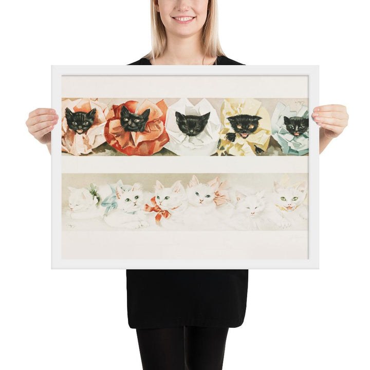 Katzen - Poster im Rahmen weiß / 46x61 cm artlia