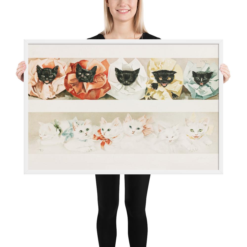 Katzen - Poster im Rahmen weiß / 61x91 cm artlia