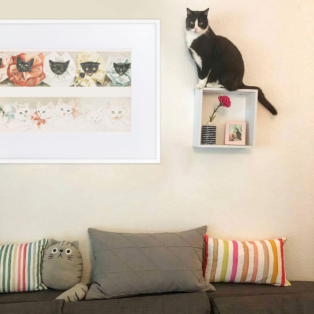 Katzen - Poster im Rahmen mit Passepartout artlia