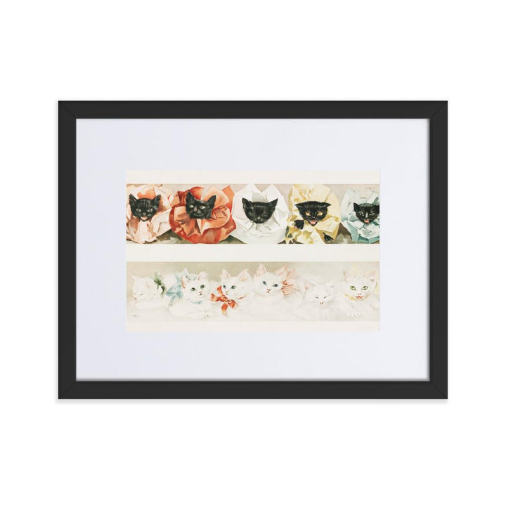 Katzen - Poster im Rahmen mit Passepartout schwarz / 21×30 cm artlia