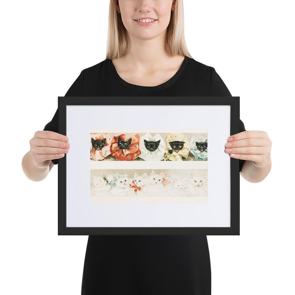Katzen - Poster im Rahmen mit Passepartout schwarz / 30×40 cm artlia