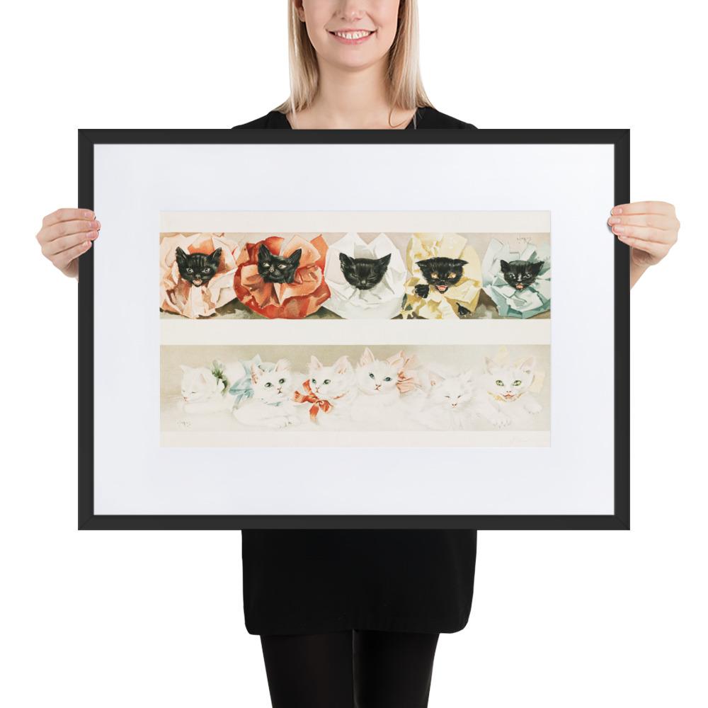 Katzen - Poster im Rahmen mit Passepartout schwarz / 50×70 cm artlia