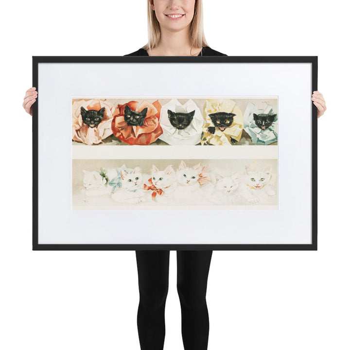 Katzen - Poster im Rahmen mit Passepartout schwarz / 61×91 cm artlia